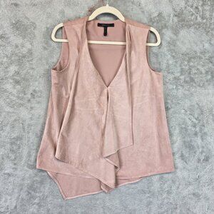 BCBGMAXAZRIA Top Womens Small Pink Sleeveless Waterfall Faux Suede Layered Top